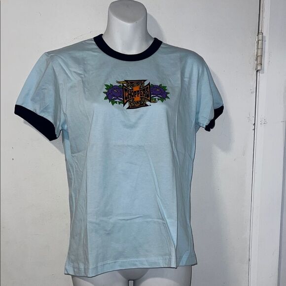WEST COAST CHOPPERS Vintage Baby Blue Juniors/Youth Baby Doll T Shirt-NWT! - Picture 1 of 10